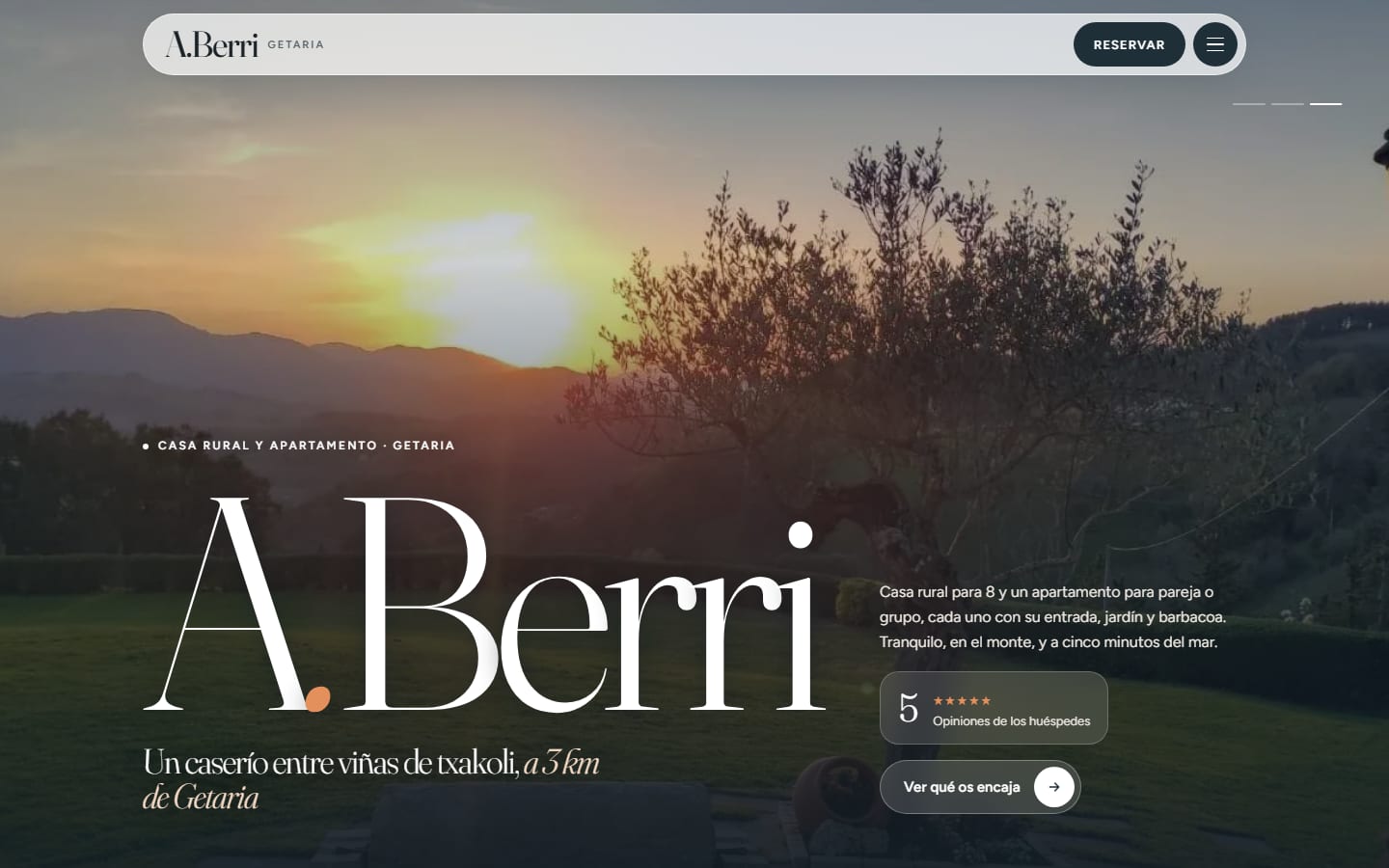 Portada de la web aberricasarural.com en un ordenador