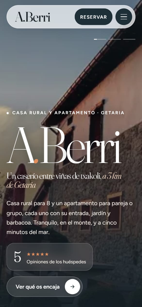 La web de A.Berri publicada, en un móvil