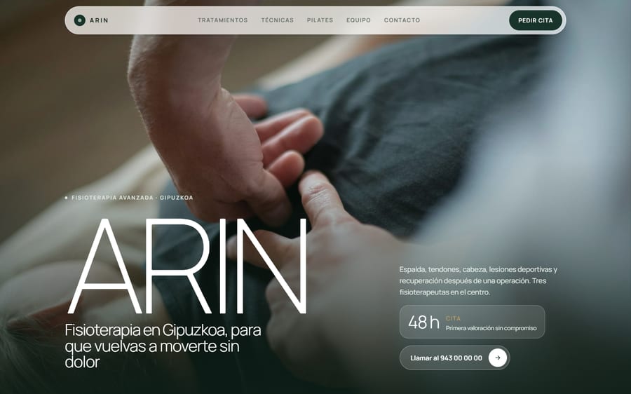 Muestra de web: ARIN Fisioterapia
