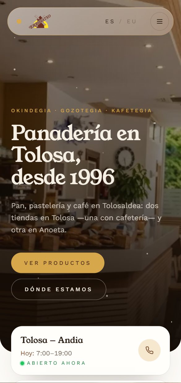 La web de Errotatxo en un móvil