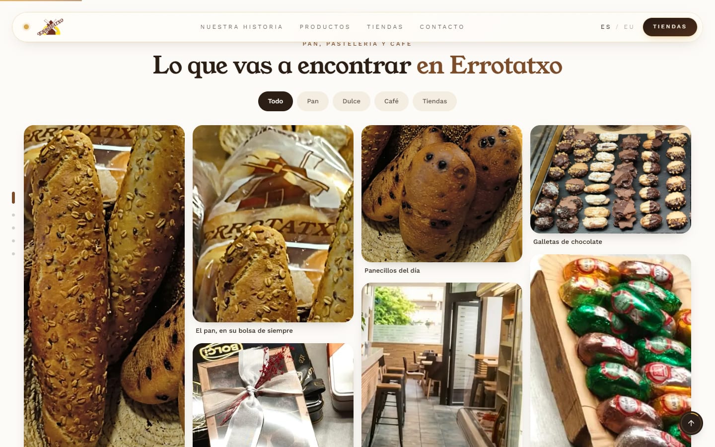 Galería de fotos de productos en la web de Errotatxo
