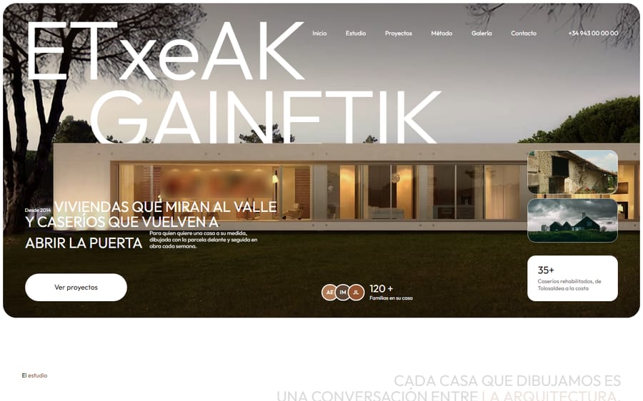 Muestra de web para estudio de arquitectura: GAINETIK Arkitektura