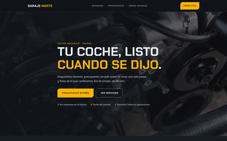 Web de taller mecánico